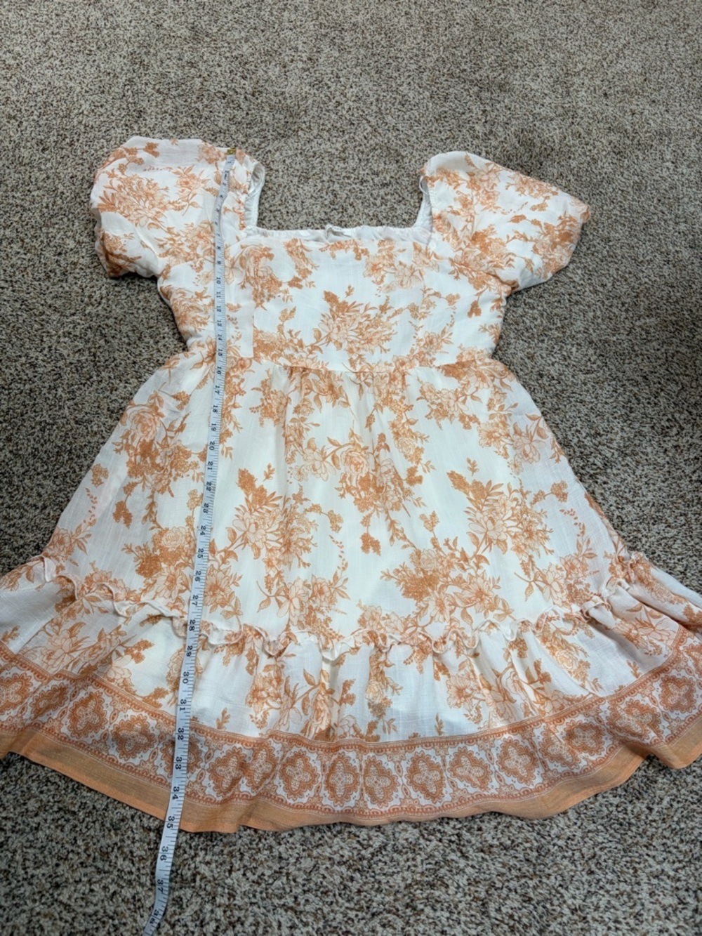 Blu Pepper Cream Floral Puff-Sleeve Mini Dress Size Large - Picture 7 of 10
